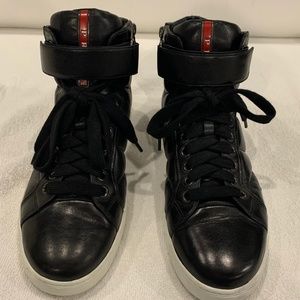 Men's Prada Leather Hi-Top Sneakers